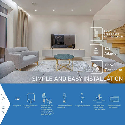 Living room with 7.5 Inch LED Disk Lights Kit For Ceiling Surface Flush Mount, No Fuss Dimmable 15W Equal 100W, 5000K Daylight