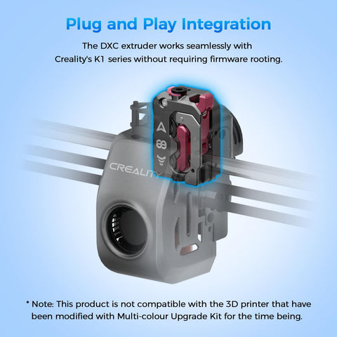 DXC Extruder Upgrade Kit For K1 Series With Smart Filament Break Detection attached to printer rail