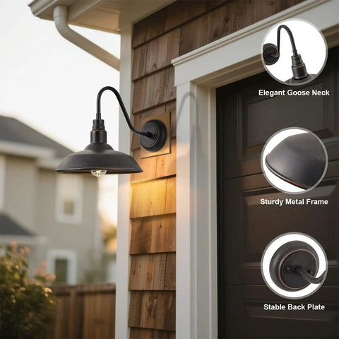 10 Inch Dome Gooseneck Outdoor Wall Light Bronze Exterior Barn Porch Fixture With Wall Mount 2 Pack Awesome Farmhouse Style