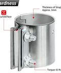 Beefy 2.75 Inch Exhaust Clamp Butt Joint Band Clamp Sleeve Coupler In 304 Stainless Steel with double-layer, 3mm strap, arc face