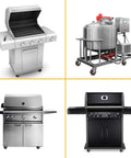 Heavy-duty grills and kiln on high-temp swivel caster wheels for easy mobility.