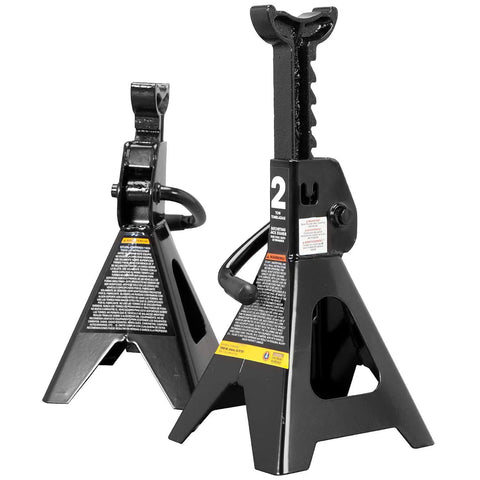 Heavy Duty Hydraulic Floor Jack And Two Adjustable Steel Jack Stands Featuring Two Ton Four Thousand Pound Lifting Power Designed As A Badass Garage Workhorse For Weekend Warriors And Hot Rod Builders