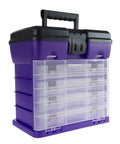 Durable 4 Drawer Tool Box With 19 Compartment Organizer For Hardware, Portable Purple Chest For Home Garage