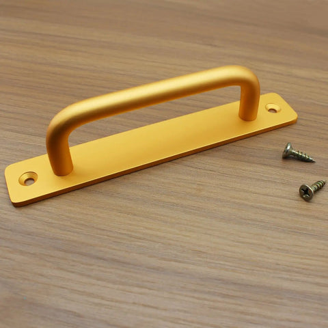 Two Pack Gold Aluminum Barn Door Handles Set 5.83 Inch Sliding Door Pulls For Wardrobes And Cabinets Easy Two Hole Mount