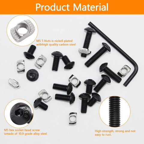 230 Pcs M5 T Nuts And T Slot Bolts Set With Hammer Head T Slot Nut And Hex Button Head Socket Cap Screws For 2020 Aluminum Extrusion