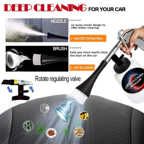 High Pressure Car Interior Cleaning Gun with nozzle and brush for deep cleaning upholstery and car interiors
