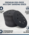 Kickstart Your Woodworking Projects With These Badass 5 Inch Silicon Carbide Sanding Discs featuring wet/dry use and a 200-piece stack for fast grit changes.