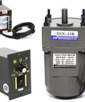 Beefy High Torque 110V 40W Variable Speed Gear Motor With 1 To 15 Reduction Ratio, controller, and durable aluminum housing.
