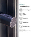 Smart Door Lock With Fingerprint And Bluetooth Control No Key Needed NFC App Code Entry Access Card Backup Keys Black Finish