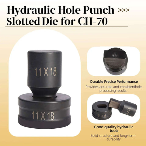 Front view of oval slotted die for CH-70 hydraulic press, replacement hole punch die, durable, suitable for copper and aluminum sheet metal.
