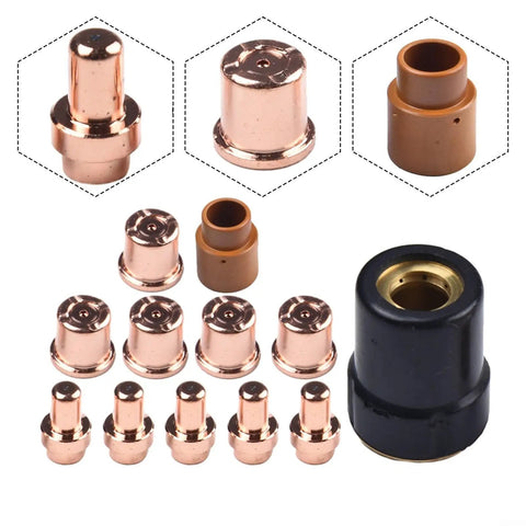 Get Your Plasma Cutter Consumables Kit Ready for Trafimet VersaCut 40 Systems And Hit Clean Edges On Steel With Precise Cuts Plus Extended Life Parts For Pro Results Today. Set of plasma cutter nozzles and electrodes in copper and black, compatible with VersaCut 40.