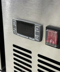 Digital thermostat control panel on Rugged Build 72 Inch Chef Base Commercial Refrigerator With Four Smooth Gliding Stainless Steel Drawers.