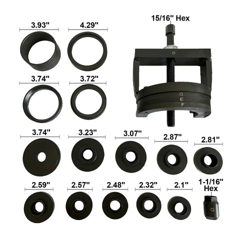 All In One Wheel Hub Tool Set For Front And Rear Hubs And Bearings Removal And Installation No Shop Press Needed components view
