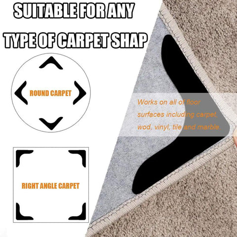 Ultra Sticky Rug Grippers For Anti Curling Non Slip Rug Tape Keeps Your Rug In Place And Makes Edges And Corners Flat 8 Pack.