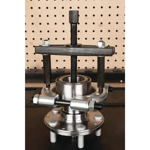 5 Ton Bearing Separator Kit With Bar Puller And Splitters, showing assembled gear pulling tool with hex push puller legs.