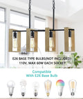 Dope Farmhouse Kitchen Light Fixtures 4 Light Adjustable Pendant Chandelier With Wood Frame And Black Metal Finish