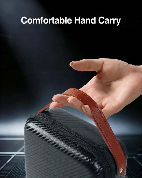 Totally Clutch Electronics Travel Organizer Case With Leather Handle For Chargers Cables And Tech Gear, showing comfortable hand carry.