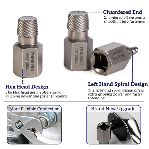 36 Piece Screw And Bolt Extractor Kit With 2 In 1 MultiSpline Lug Nut Remover featuring chrome-molybdenum steel bits with hex head design.