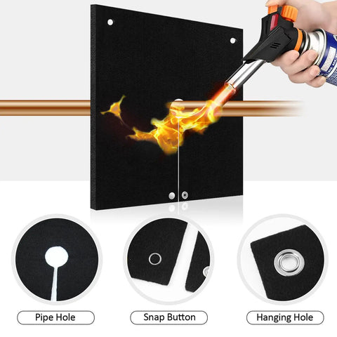 Pro Grade Fireproof Welding Blanket With 5mm Opening, 2 Pack Brazing Heat Shield For Torch Work flame protector in use