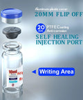 Sterile Empty Tear Top Glass Vials With Self Healing Injection Port And Flip Off Aluminum Cap Pro Grade Pack Of Ten 10 Ml For Lab Ready Med Use Single Dose Bottles Steam Sterilized At 121 C For 20 Minutes Individually Wrapped, 10 mL vial
