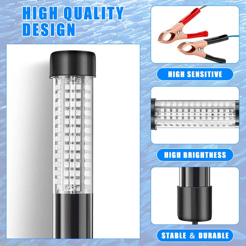 Two Pack 12V 10W Green Underwater Fishing Light Submersible LED Lure Attracting Lamp with 180 LEDs and copper clips