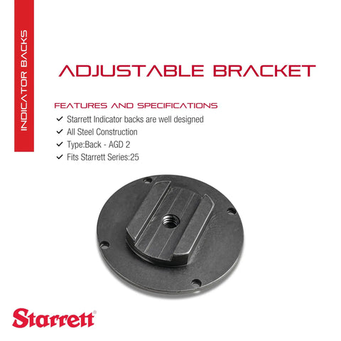 Adjustable Bracket Back For 25 And 2600 Series Dial Indicators With 1/4-20 Thread Built Tough Heavy Duty Industrial Tool Accessory