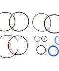 Seal Kit For Log Splitter Cylinders 5 Inch Bore 2 Inch Rod Rebuild Set Pack Of 11, showing various black and blue seals against white background.