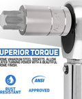 Torx Plus Bit Socket Set For One Quarter Inch, Three Eighths Inch, And One Half Inch Drives Pro Grade Chrome Vanadium