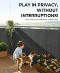 Child and dog playing on patio with PVC Privacy Fence Screen 14mm 3 Rib Reinforced Textured Panel No Drill Balcony And Garden Cladding