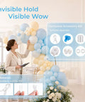 Obear 109 Pc Invisible Clear Matte Balloon Arch Kit With Heavy Duty Clamps For Wedding Birthday Decor Backdrop Party Supplies Not Included, clear PVC clamps and accessories