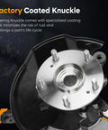 Pair Front Steering Knuckles Paired With Prepacked Bearing Hubs For Honda Civic 2012 factory coated knuckle showing rust-resistant plating.