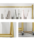 Heavy Duty Industrial Clothes Rack With Wheels Iron Single Pole Display Stand For Bedroom And Laundry
