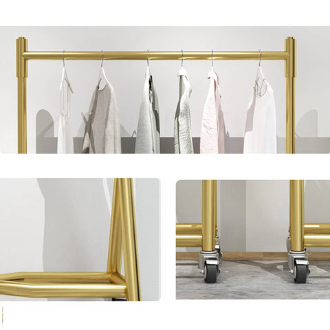 Heavy Duty Industrial Clothes Rack With Wheels Iron Single Pole Display Stand For Bedroom And Laundry