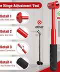 4 In 1 Door Hinge Adjustment Tool Kit For Precise Hinge Gap Alignment In Residential And Commercial Installations And Repairs With Upgraded Hinge Gap Adjusting Wrench, red tool with rubber grip