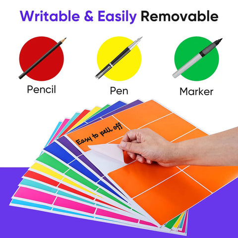 Big 5x3 Inch Blank Labels For Storage Bins, 240 Pack With 10 Colors Writable Organizing Labels for Moving, pens and markers visible