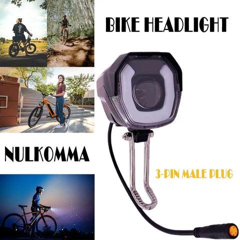 Ultra Bright Waterproof LED Headlight for Electric Bikes, 3-Pin Female Connector, 36V 48V Front Fork Mount, bike light