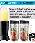 Tall 22oz Blender Cup With Flip Top To-Go Lid And Cross Blade, Replacement Parts For 250W Blenders, clear cup with handle