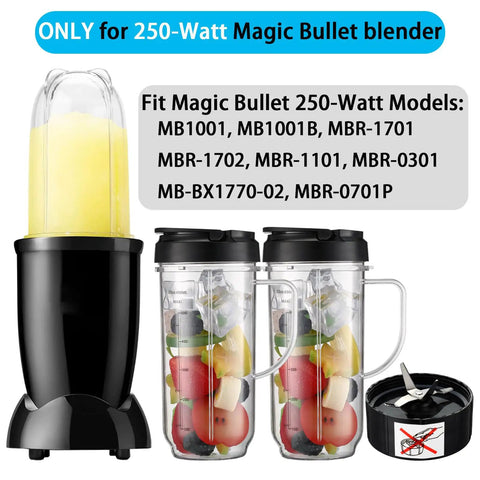 Tall 22oz Blender Cup With Flip Top To-Go Lid And Cross Blade, Replacement Parts For 250W Blenders, clear cup with handle