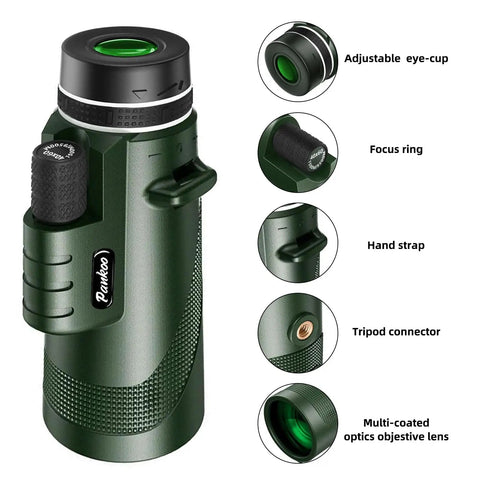12X 60mm Monocular with Phone Adapter, Tripod and Strap for Bird Watching, Hiking, Concerts, Sports, Travel and Grab and Go Scenic Views, BAK4 Prism for Clear HD Imaging, Lightweight Night Vision Friendly, All Purpose Monocular.