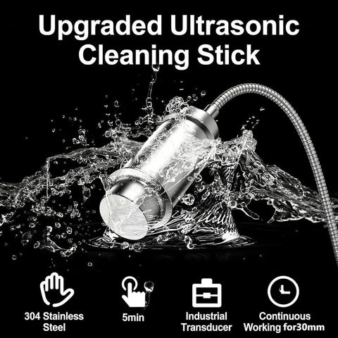 Badass Ultrasonic Cleaner Machine Portable 120 Watt Immersible Probe 40 Kilohertz Frequency Five Minute Timer with stainless steel design.