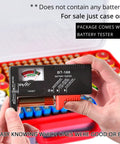 Massive 269 Battery Organizer Case With Built In Tester Dual Sided Storage For AA AAA 9V C D 18650 And Button Cells Keeps Batteries Sorted Easy Access And Ready For Any Household Project, black battery tester with organizer case
