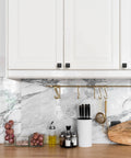 Kitchen with white cabinets fitted with 25 Pack Matte Black Square Cabinet Knobs Made From Solid Zinc For Built Tough Rust Resistant Kitchen And Bath Hardware Fit For Cupboards Dressers Closets And Bathrooms Modern Farmhouse Drawer Pulls