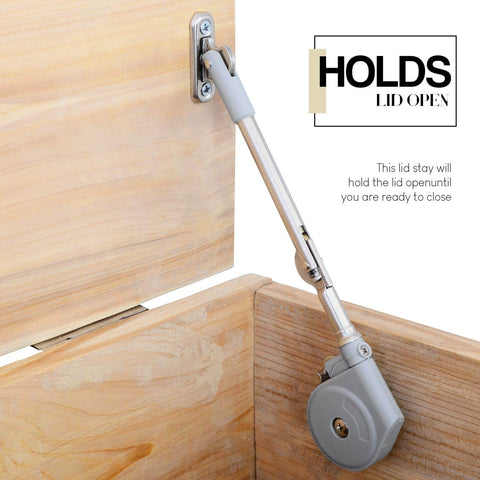 Lid Stay With Soft Close For Toy Box Lids And Upward Top Opening Doors 105 Degree Open Easy Install Lid Support Installed on Wood