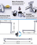 Heavy Duty All Metal 12 Inch Rainfall Shower Head With Handheld Spray Combo extension arm details and dimensions