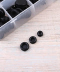 125 Piece Grommet Kit With Black Plastic Box Heavy Duty Heat Resistant Rubber Gaskets And Seals For Faucets Hoses Fittings And Carrier Rollers Replacement Grommets For Home DIY And Plumbing Projects, black rubber grommets in box