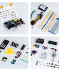 Complete Uno Project Super Starter Kit For Beginners With A 22 Lesson PDF Tutorial, components displayed with UNO R3 Board and LCD1602