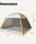 Screened Canopy Tent 12 X 12 Ft With Zippered Enclosure, UPF50 Plus Sun Protection, Bug Free Outdoor Shelter with Dimensions