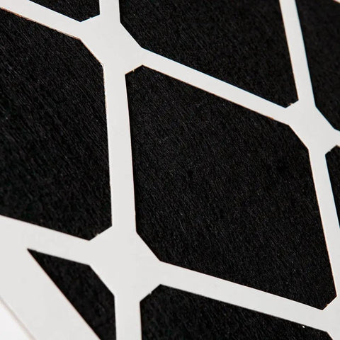 Close-up of Honeywell Replacement Filter For Clean Air At Home 16x25x5 MERV 13 Carbon Actual Size 15.75x24.75x4.38 material pattern.