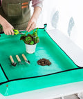 Mini Garden Tool Kit For Houseplants And Bonsai, 5Pcs Repotting Mats And Pruning Shears Set with succulents on a green mat