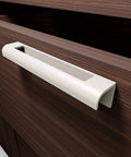Self Adhesive Edge Fingerpull Door Handle screwless peel and stick for wood surfaces ideal for cabinets 2 pack, installed view
